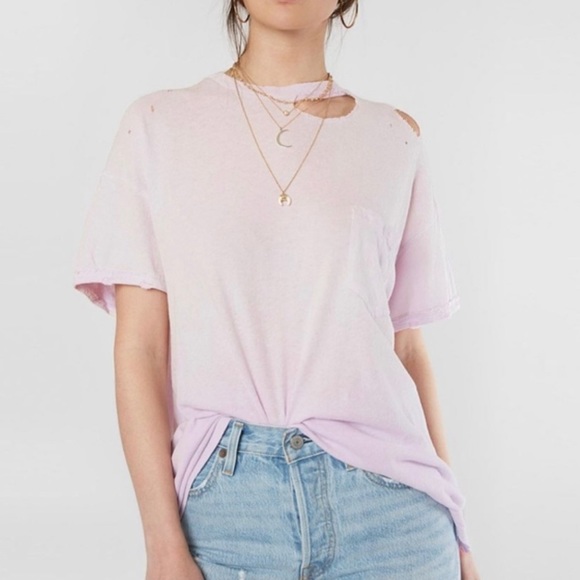 Free People | Lucky Distressed Cutout Tee - Picture 7 of 8